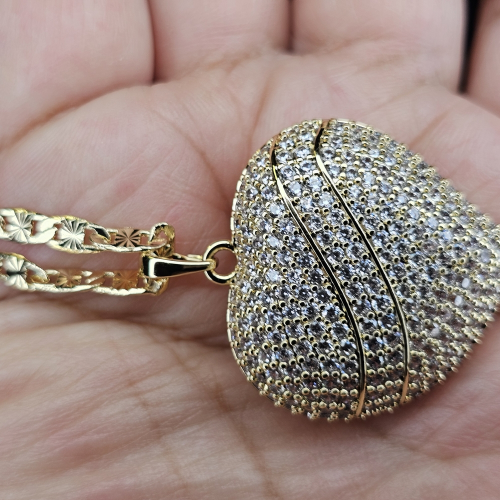 Gold and Silver Heart Pendant Necklace